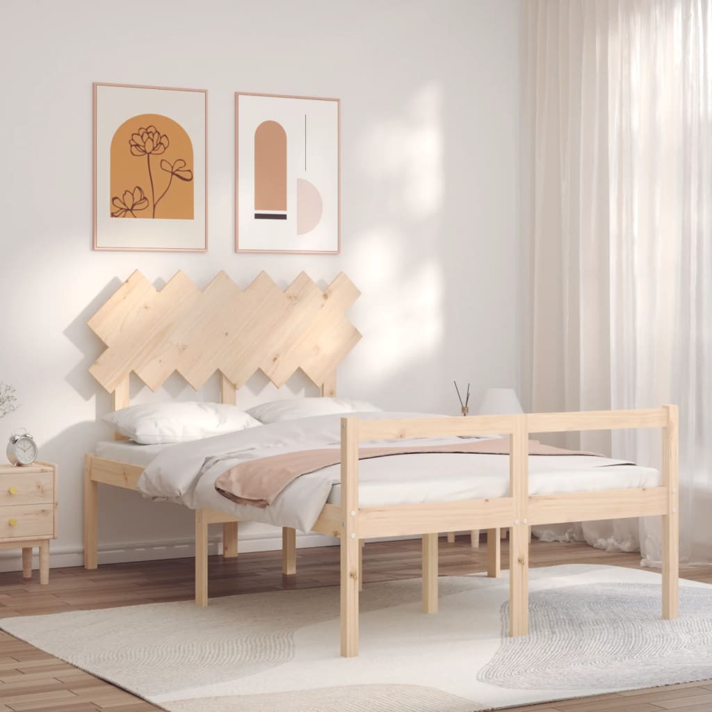 vidaXL Solid Wood Senior Bed with Headboard