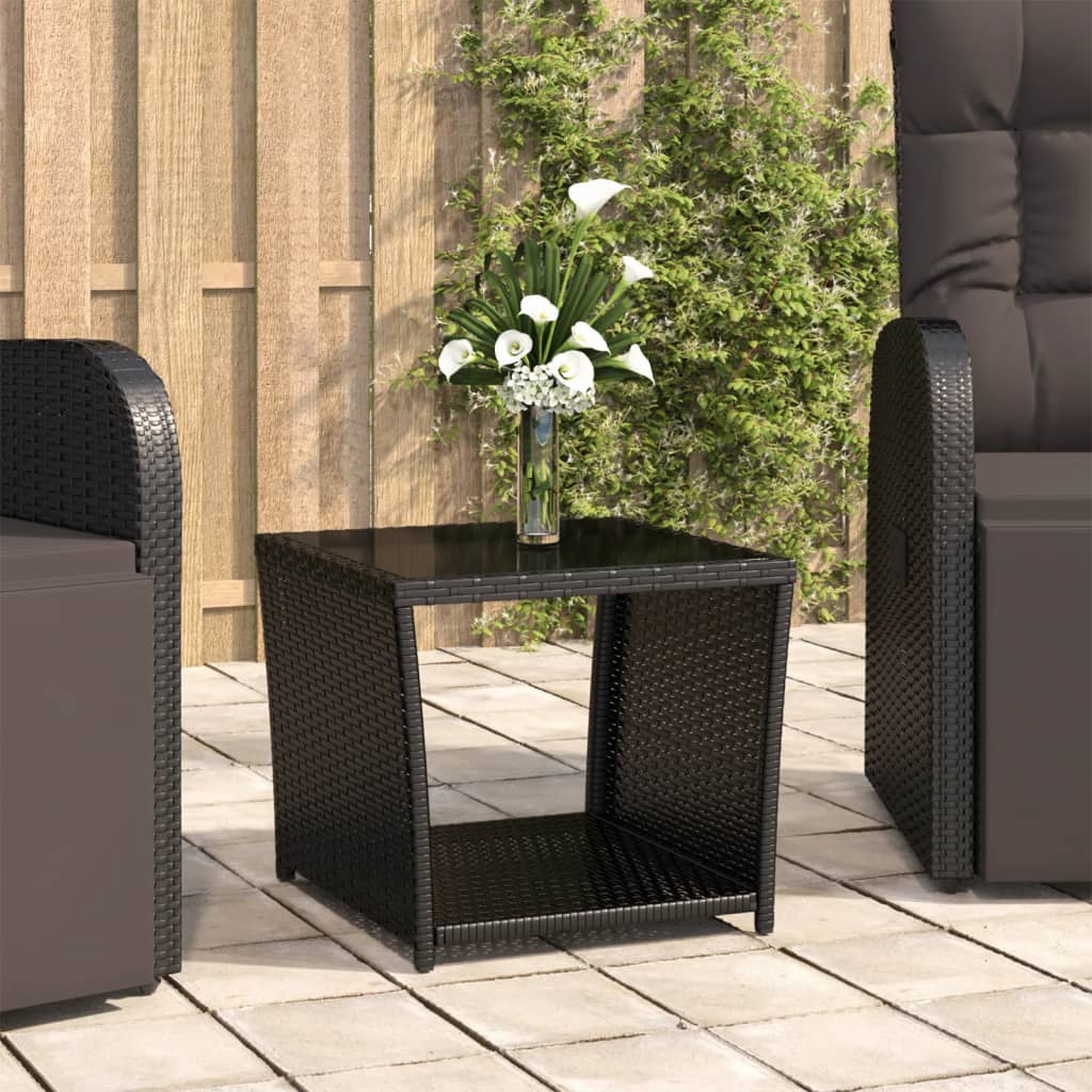 vidaXL Salontafel met houten blad poly ratten en acaciahout zwart