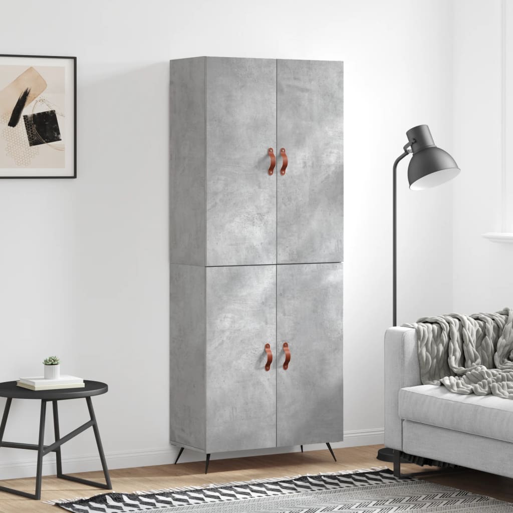 vidaXL Hoge kast 69,5x34x180 cm bewerkt hout betongrijs