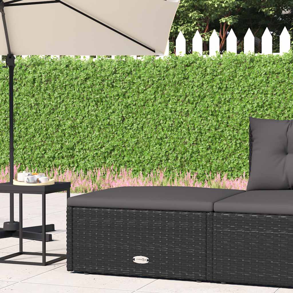 vidaXL Tuinmiddenbank met kussens poly rattan zwart