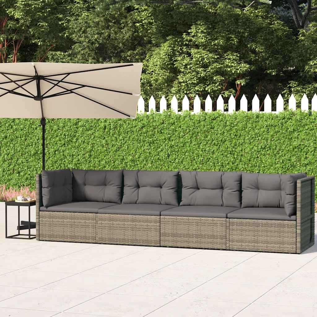 vidaXL 5-delige Loungeset met kussens poly rattan zwart