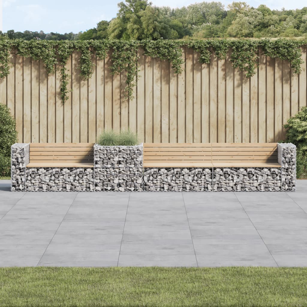 vidaXL Tuinbank met schanskorf massief grenenhout
