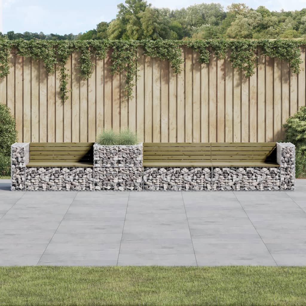 vidaXL Tuinbank met schanskorf massief grenenhout