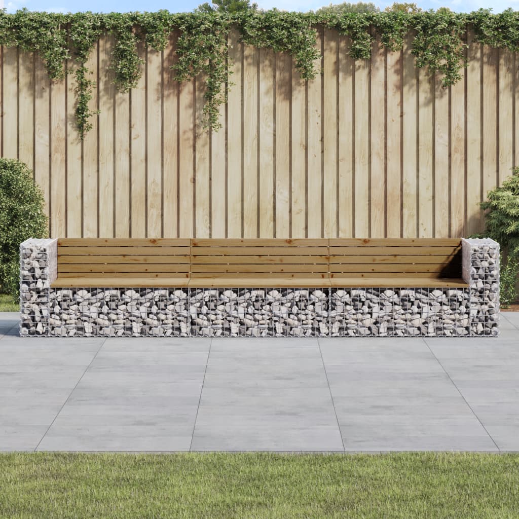 vidaXL Tuinbank schanskorfontwerp 347x71x65,5 cm massief grenenhout