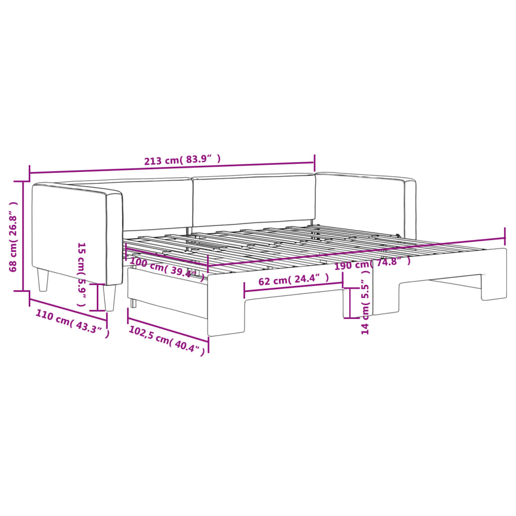 vidaXL Slaapbank 100x190 cm stof donkergrijs