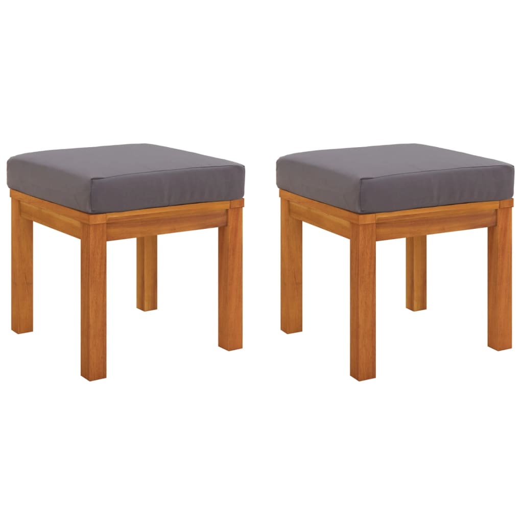 vidaXL Garden Stools 2 pcs with cushions 40x40x42 cm solid acacia wood