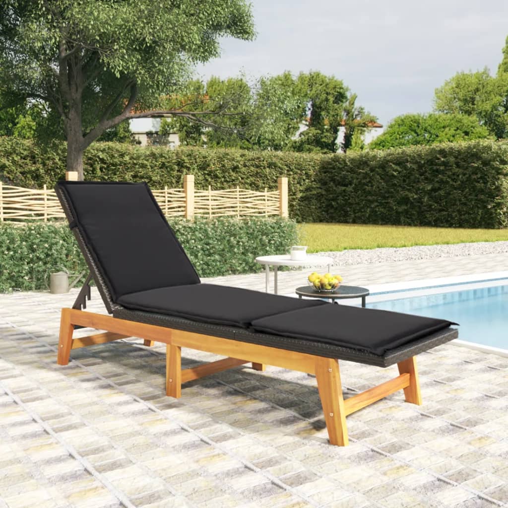 vidaXL Ensemble de salon 3 pièces poly rotin et acacia massif