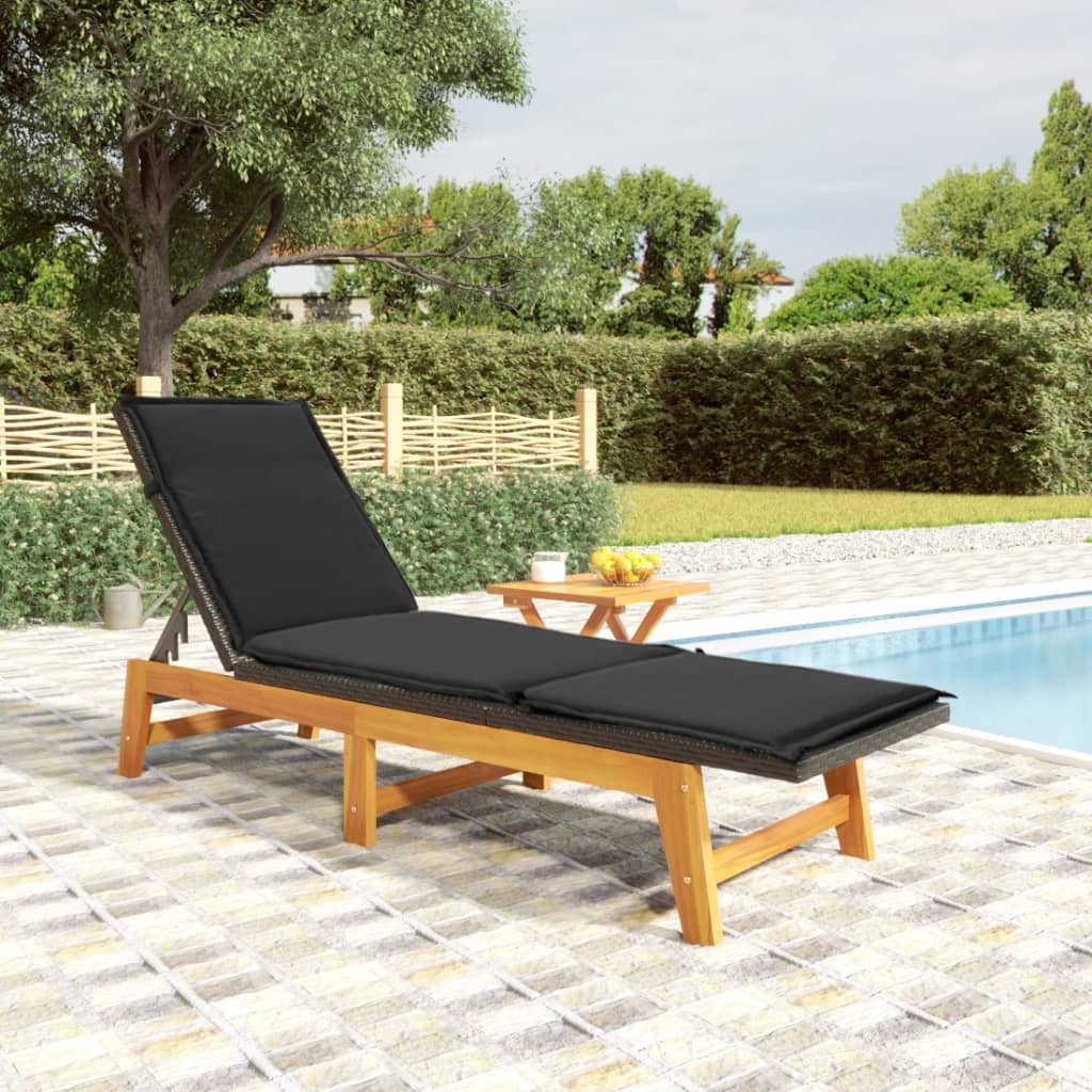 vidaXL Ensemble de salon 3 pièces poly rotin et acacia massif