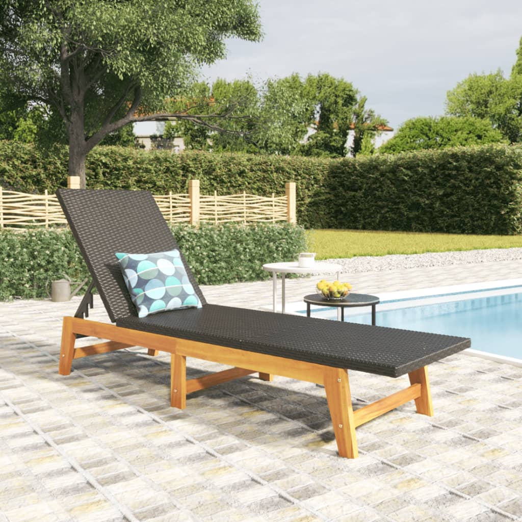vidaXL Ensemble de salon 3 pièces poly rotin et acacia massif
