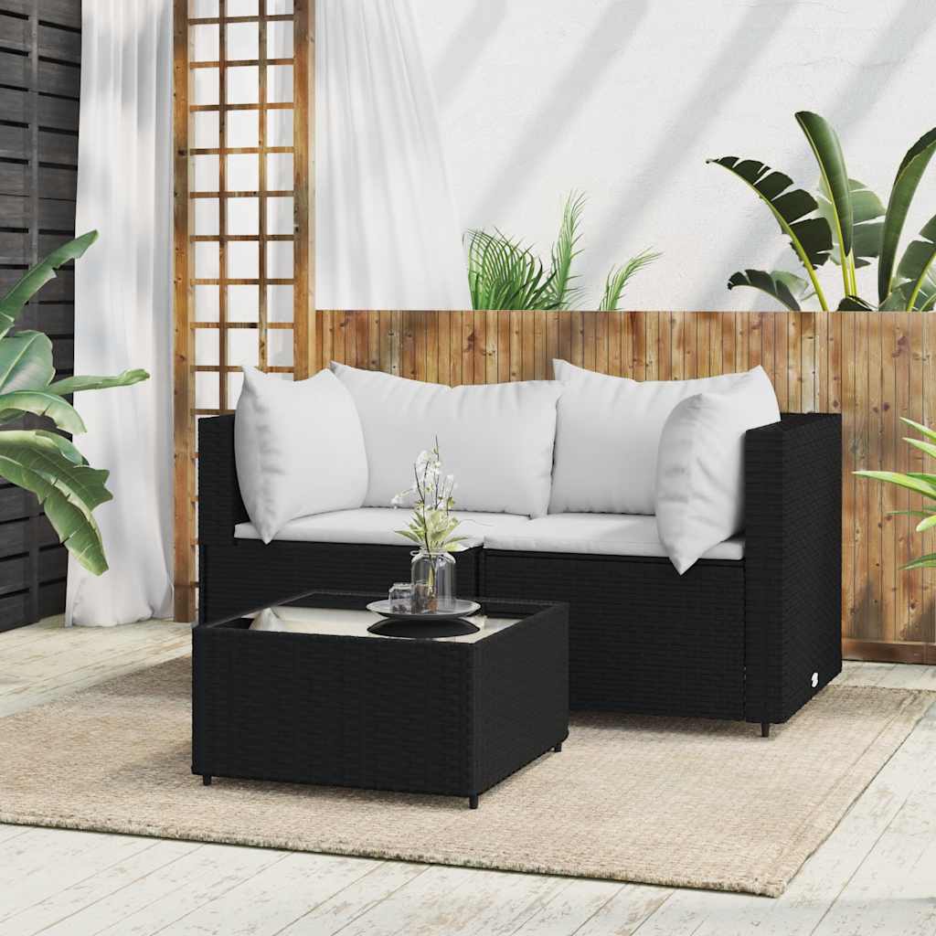 vidaXL Banc de jardin avec coussins 2 pièces poly rotin noir