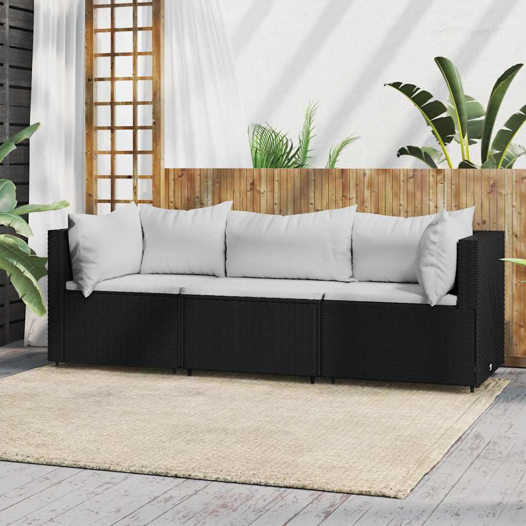 vidaXL Banc de jardin avec coussins 2 pièces poly rotin noir