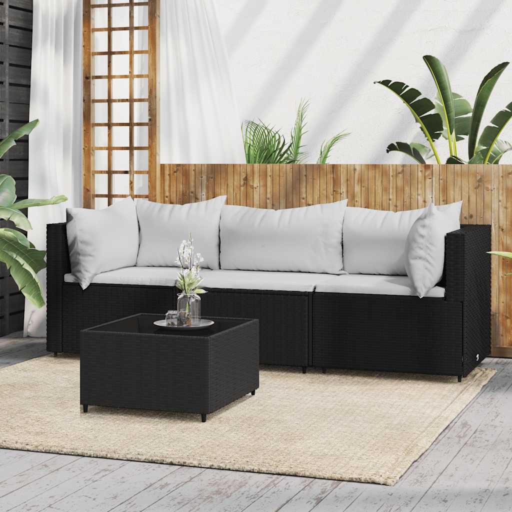 vidaXL Banc de jardin avec coussins 2 pièces poly rotin noir