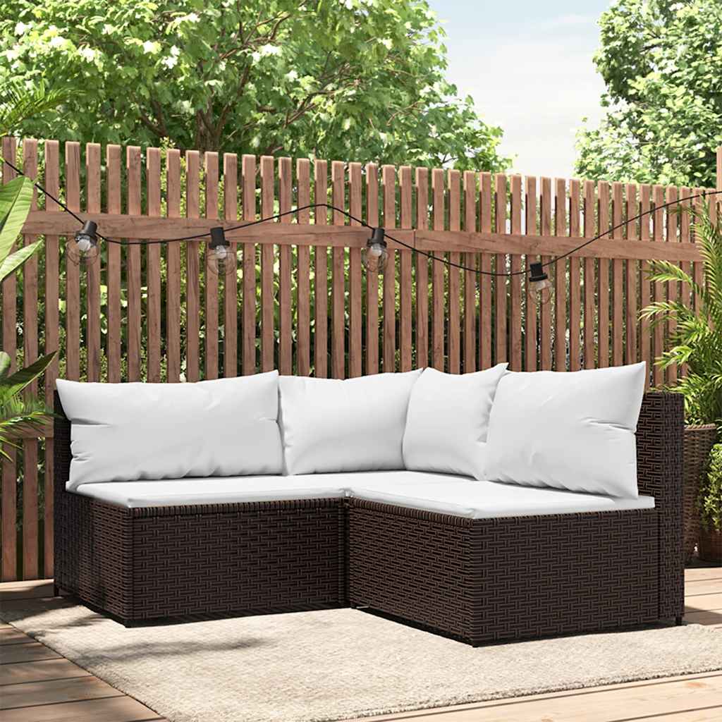 vidaXL Banquette de jardin avec coussins en poly rotin noir