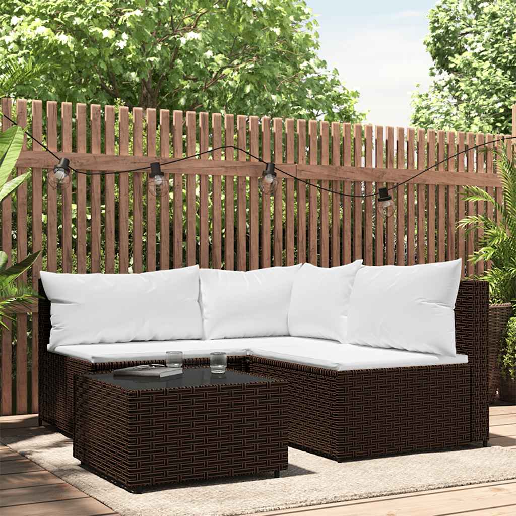 vidaXL Banquette de jardin avec coussins en poly rotin noir