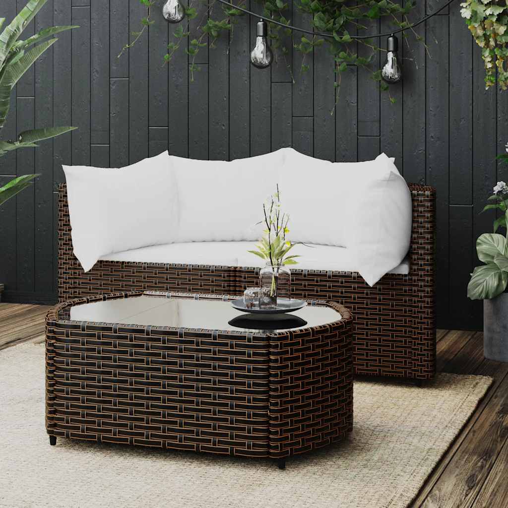 vidaXL Tuinhoekbanken met kussens 2 st poly rattan zwart