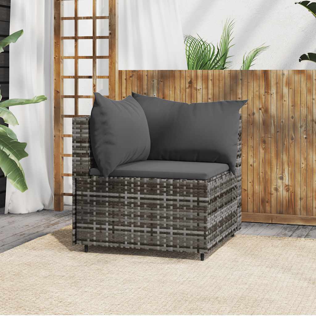 vidaXL Banquette de jardin avec coussins en poly rotin noir