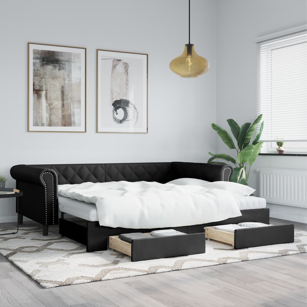 vidaXL Slaapbank met matras 90x200 cm kunstleer zwart