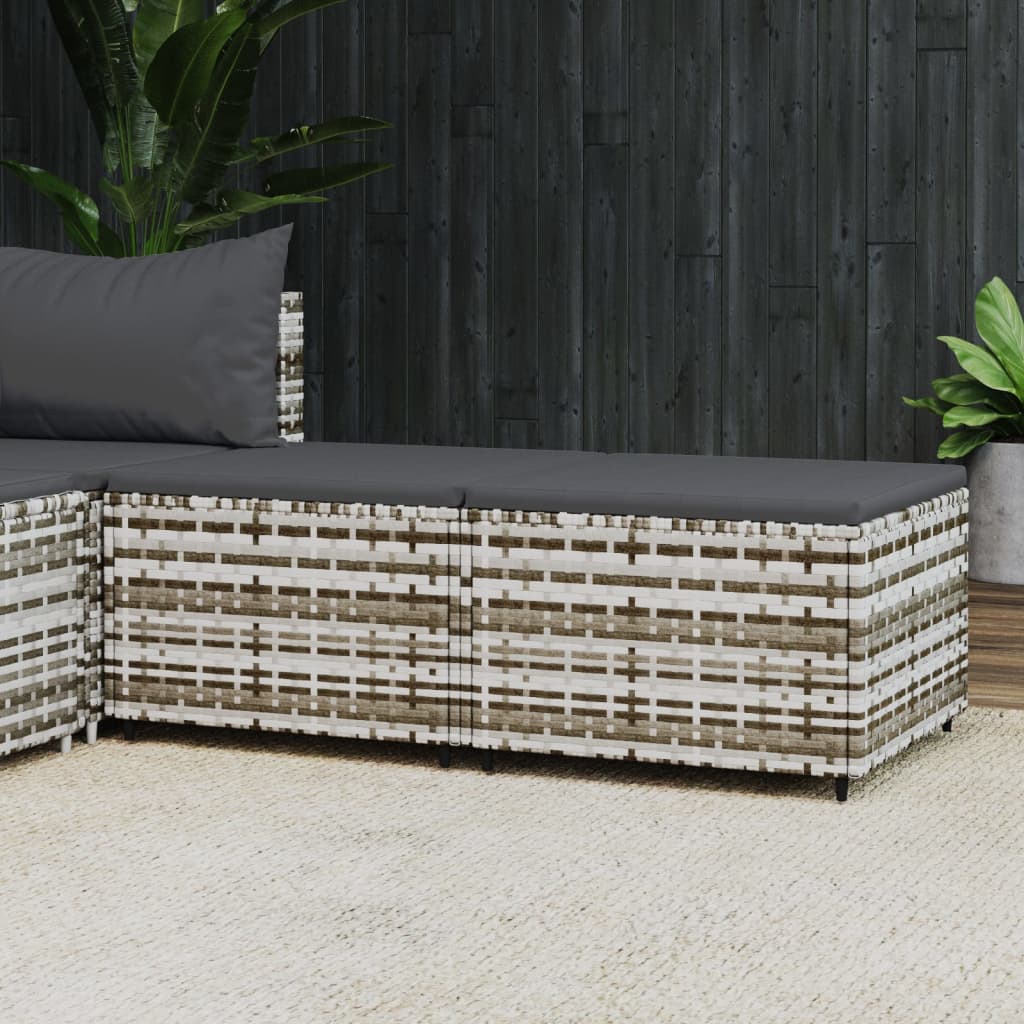 vidaXL Voetensteun met kussen poly rattan zwart