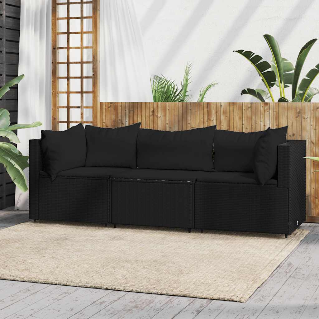 vidaXL Banc de jardin avec coussins 2 pièces poly rotin noir