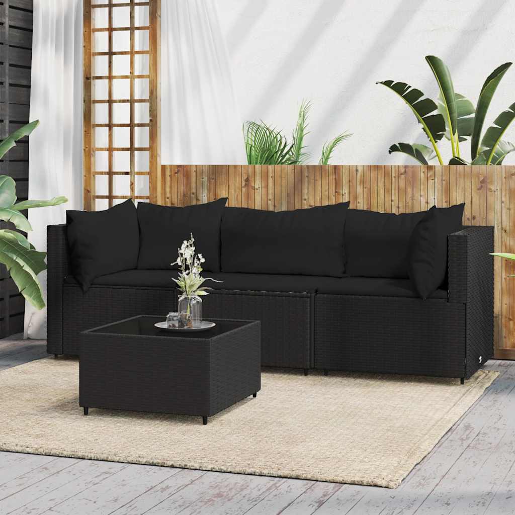 vidaXL Banc de jardin avec coussins 2 pièces poly rotin noir