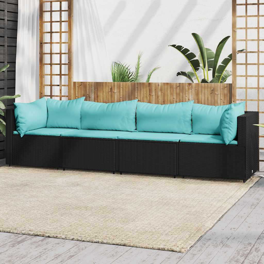vidaXL Banc de jardin avec coussins 2 pièces poly rotin noir