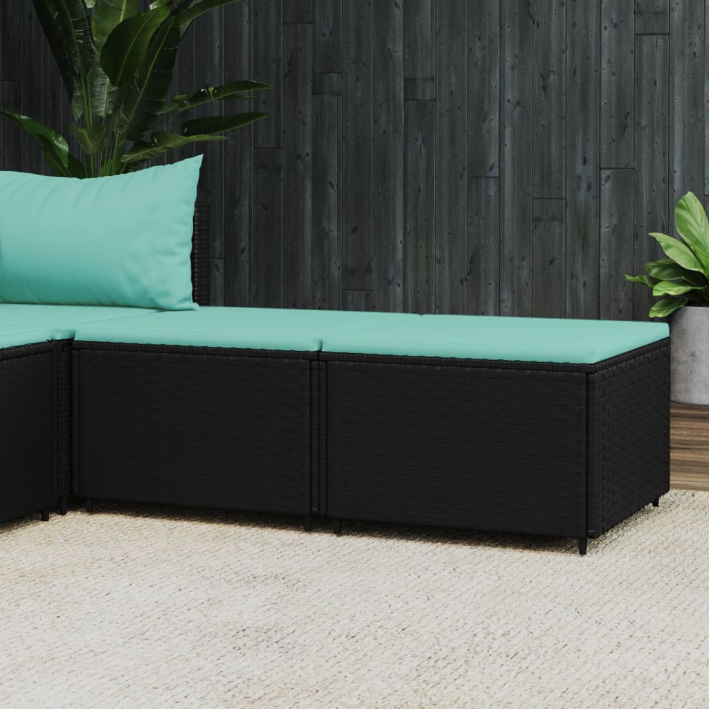 vidaXL Voetensteun met kussen poly rattan zwart