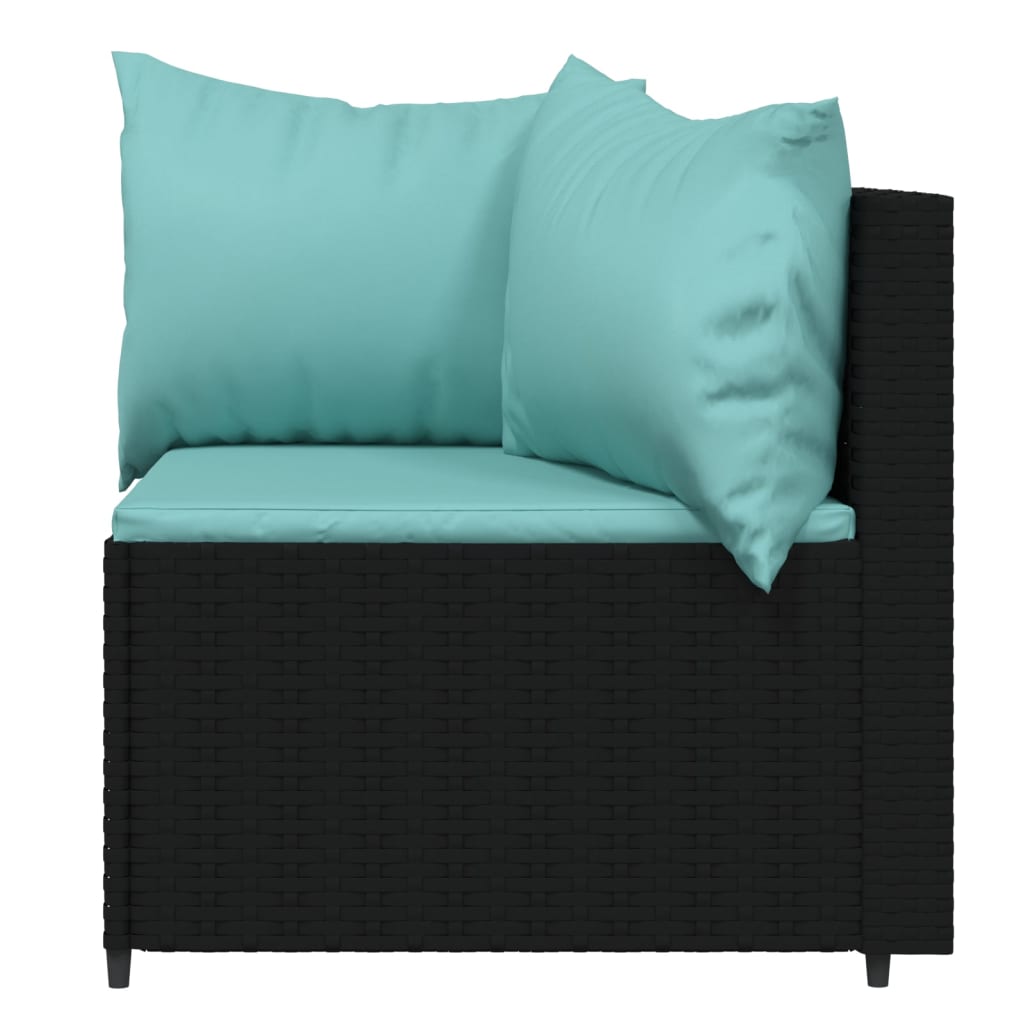 vidaXL 4-delige Loungeset met kussens poly rattan zwart