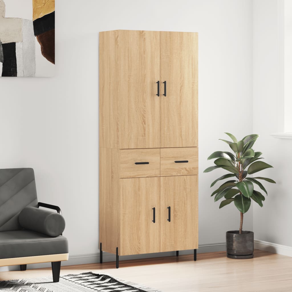 vidaXL Hoge kast 69,5x34x180 cm bewerkt hout wit
