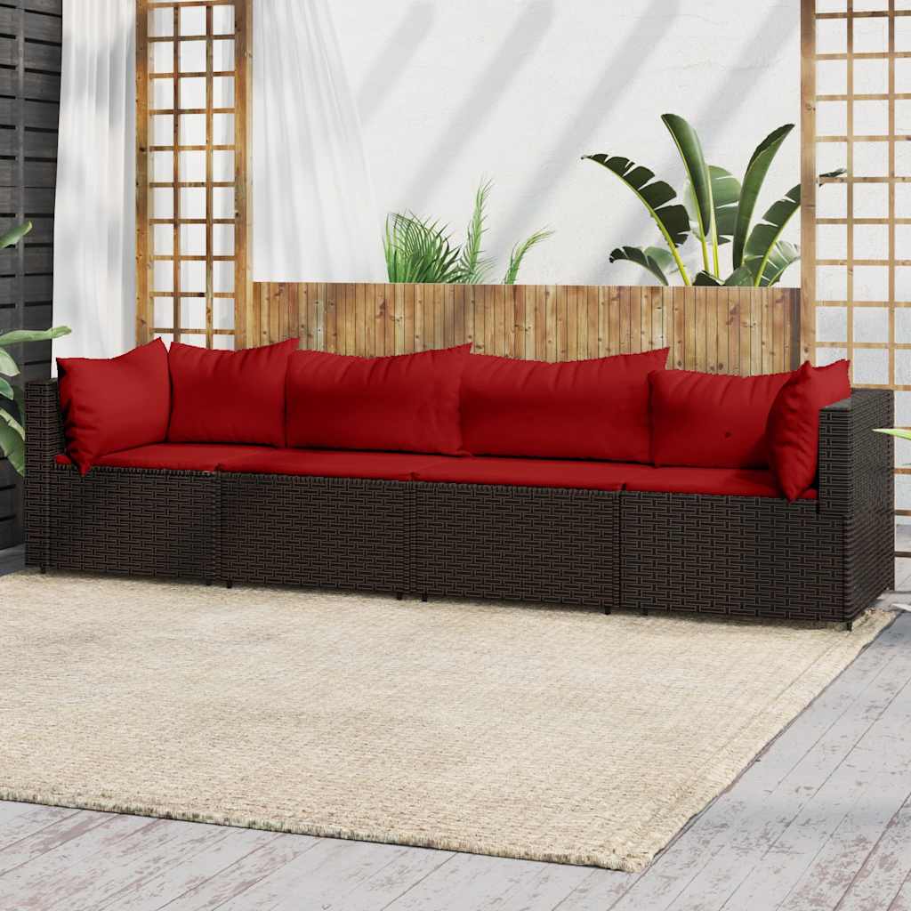 vidaXL Banc de jardin avec coussins 2 pièces poly rotin noir