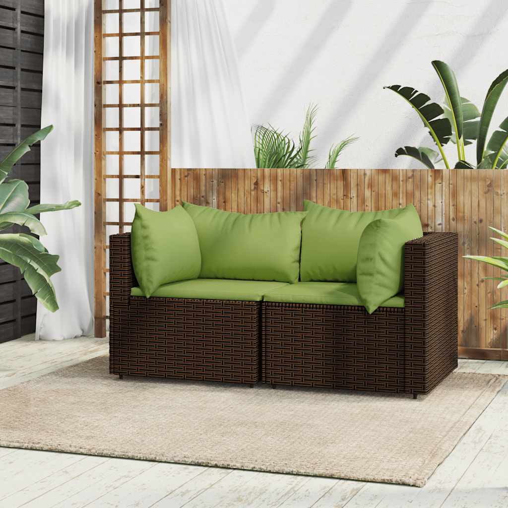 vidaXL Banc de jardin avec coussins 2 pièces poly rotin noir