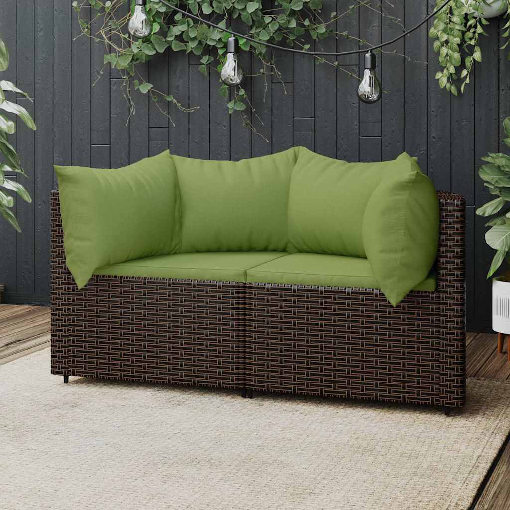 vidaXL Tuinhoekbanken met kussens 2 st poly rattan zwart