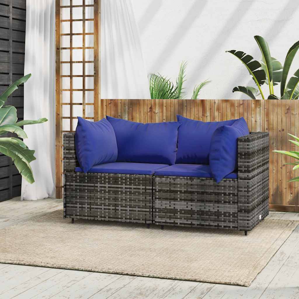 vidaXL Banc de jardin avec coussins 2 pièces poly rotin noir