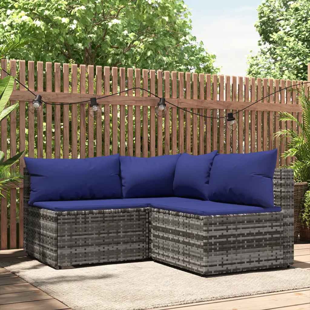 vidaXL Banquette de jardin avec coussins en poly rotin noir