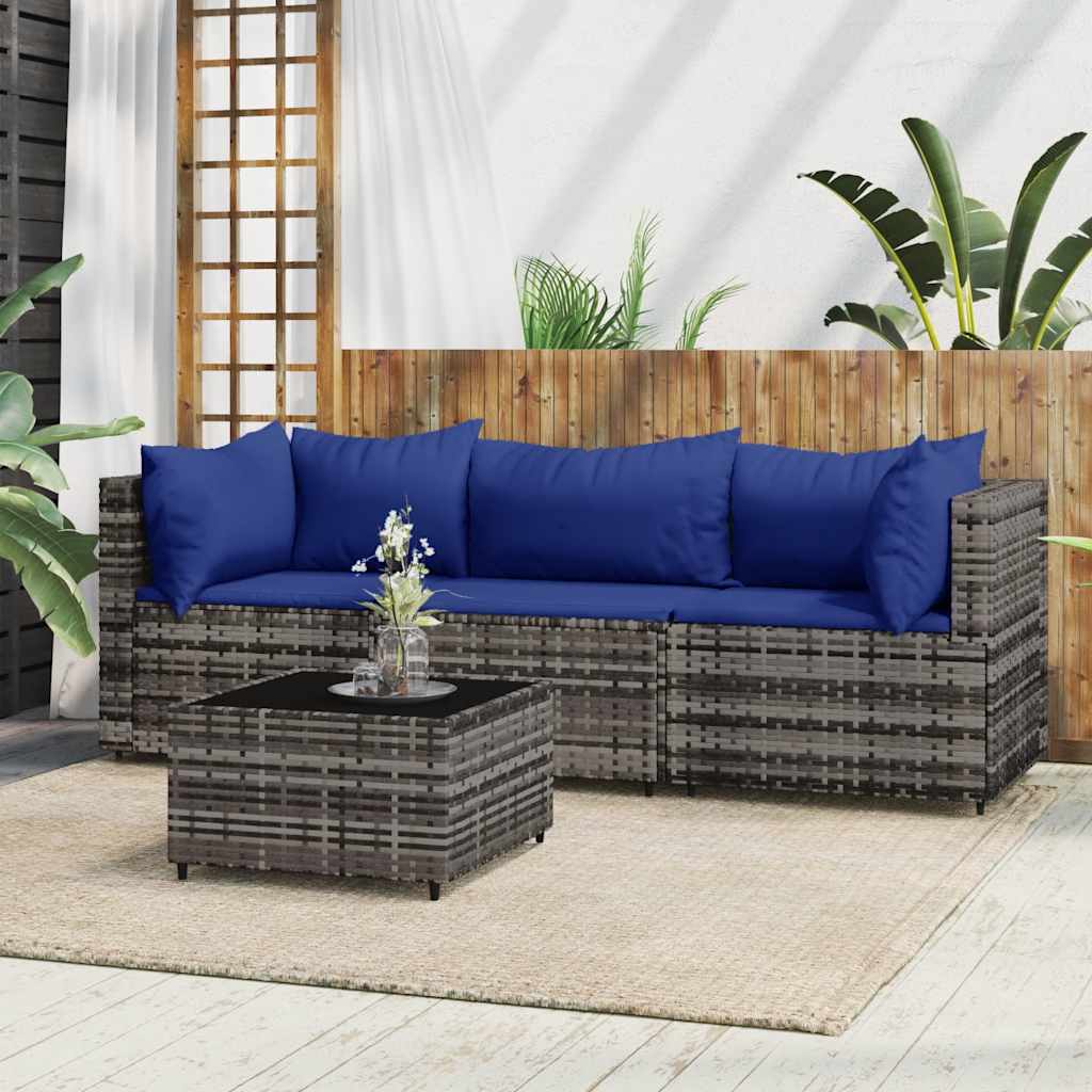 vidaXL Banc de jardin avec coussins 2 pièces poly rotin noir
