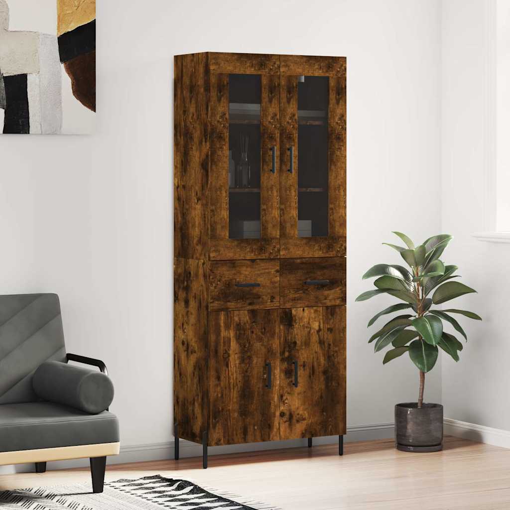 vidaXL Hoge kast 69,5x34x180 cm bewerkt hout wit