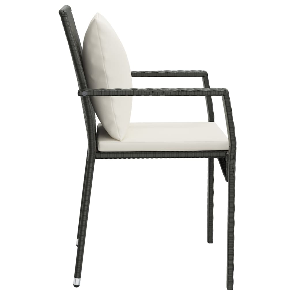 vidaXL Garden Dining Chairs 2 pcs with cushions poly rattan black