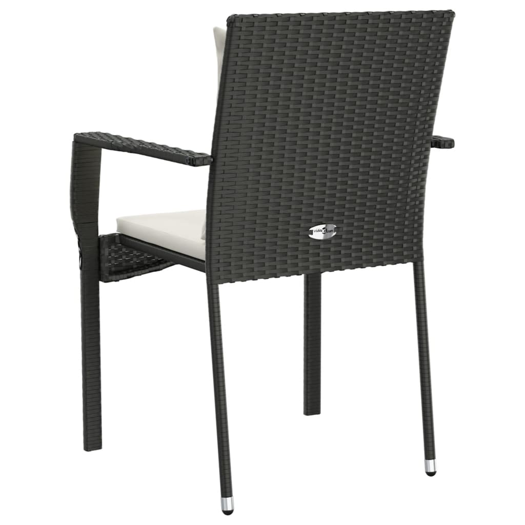 vidaXL Garden Dining Chairs 2 pcs with cushions poly rattan black