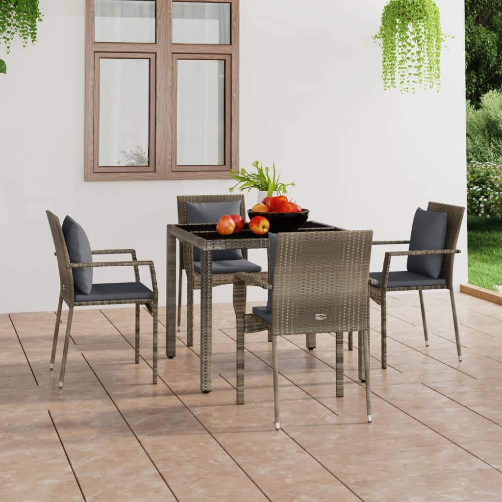vidaXL Garden Dining Chairs 2 pcs with cushions poly rattan black