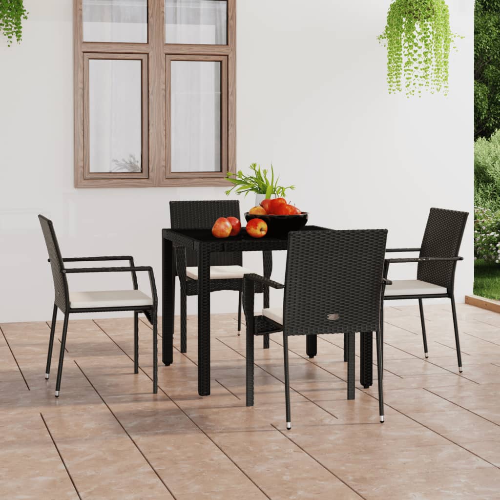 vidaXL Tuinstoelen 2 st met kussens poly rattan zwart