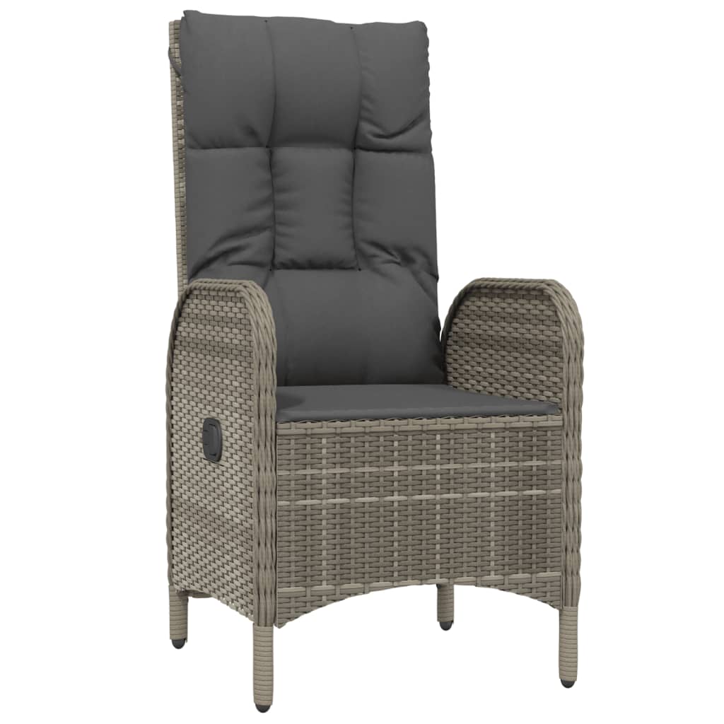 vidaXL 3-delige Loungeset met kussens poly rattan grijs