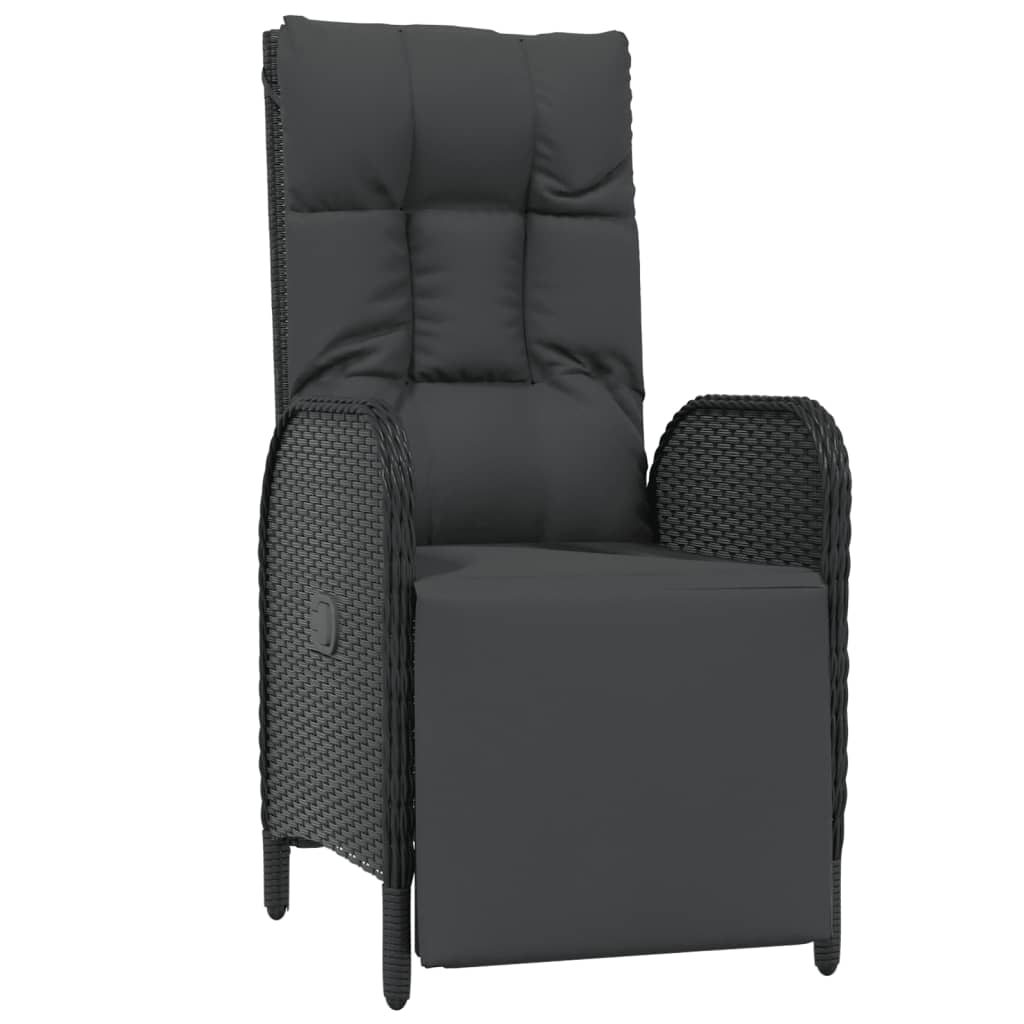 vidaXL Tuinstoelen 2 st verstelbaar met tafel poly rattan grijs