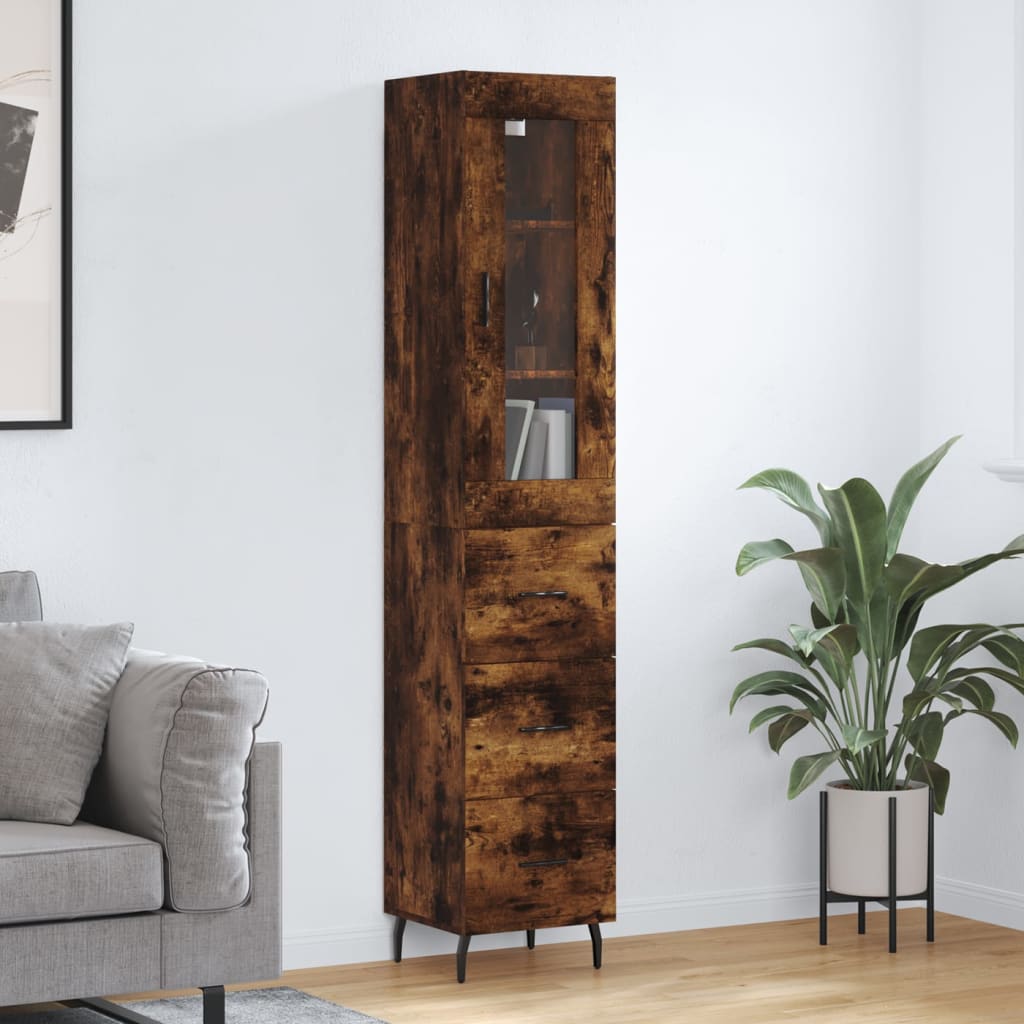 vidaXL Hoge kast 34,5x34x180 cm bewerkt hout wit