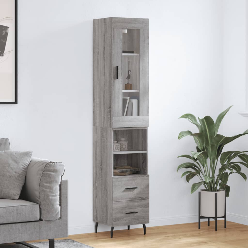 vidaXL Hoge kast 34,5x34x180 cm bewerkt hout wit