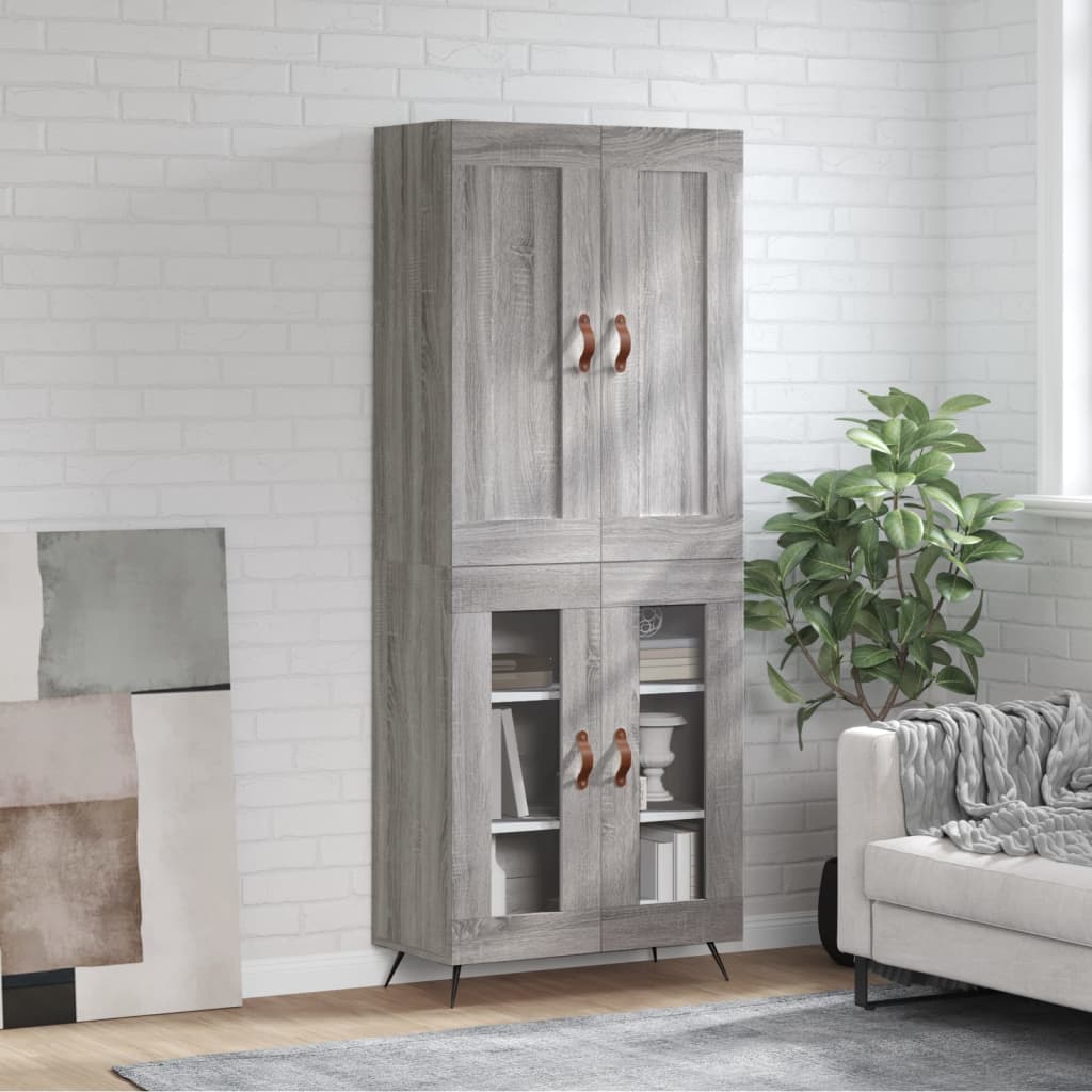 vidaXL Hoge kast 69,5x34x180 cm bewerkt hout betongrijs