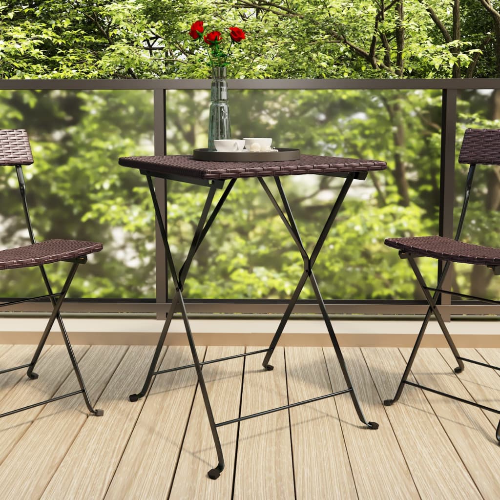 vidaXL Bistro Table Foldable 55x54x71 cm Poly Rattan Black