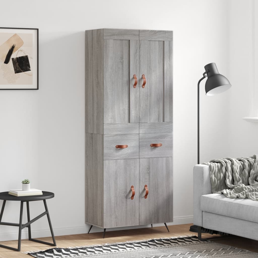 vidaXL Hoge kast 69,5x34x180 cm bewerkt hout betongrijs