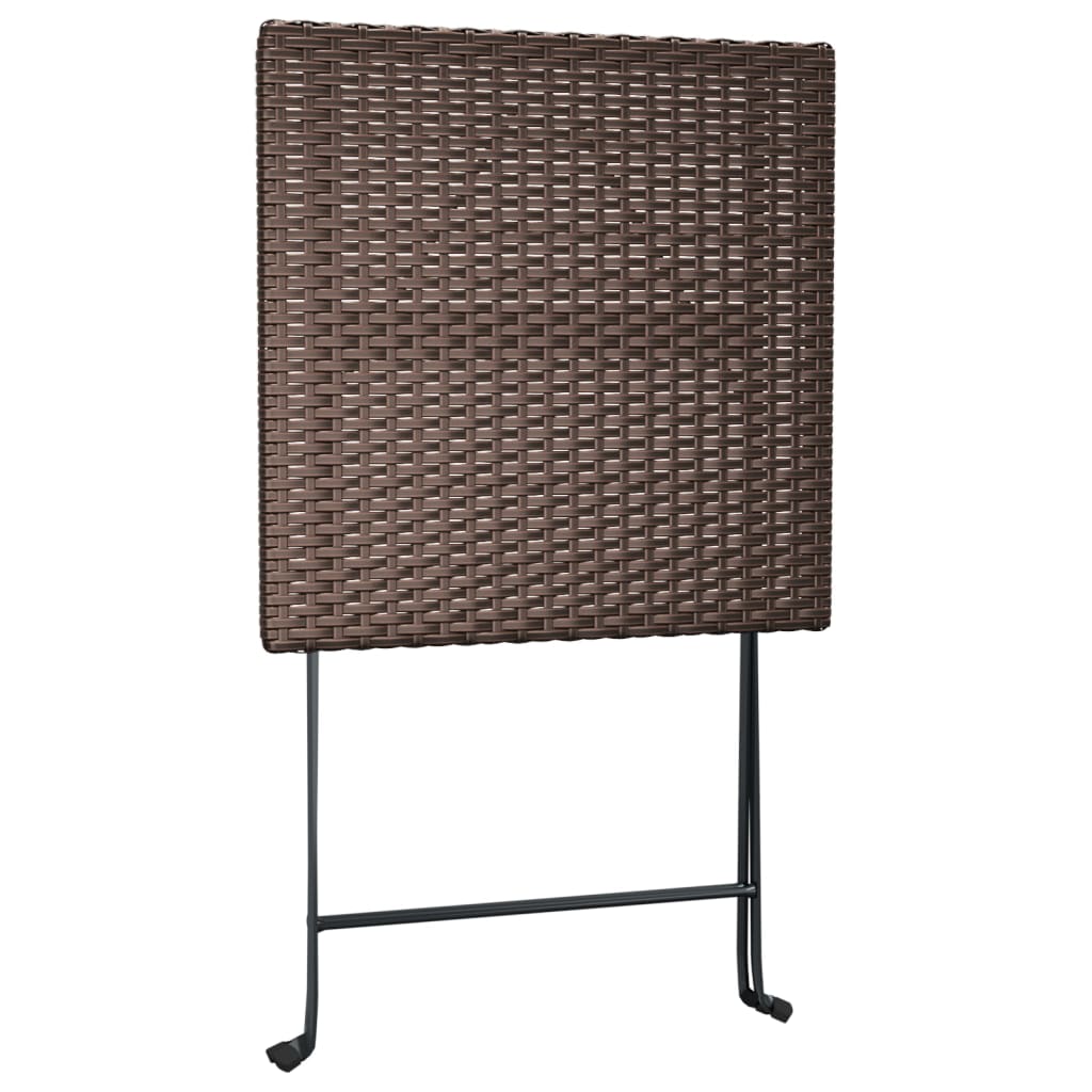 vidaXL Bistroset inklapbaar 3 st poly rattan zwart