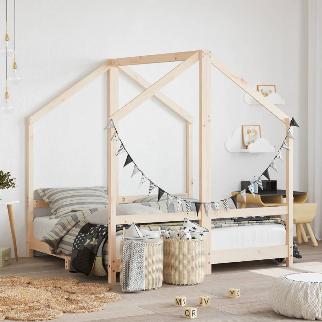 vidaXL Kids Bed Frame 2x(80x200) cm Solid Pine Wood