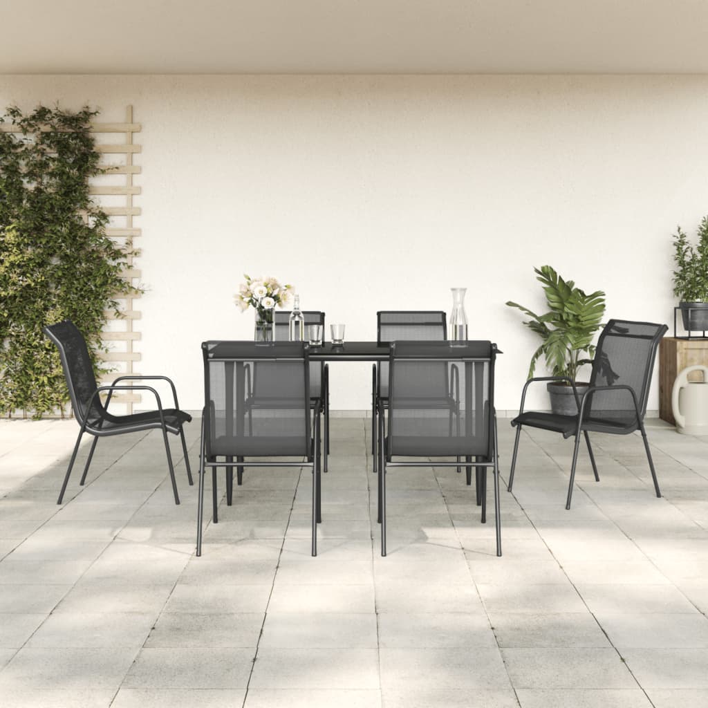 vidaXL 3-Piece Garden Dining Set Textilene and Steel Black