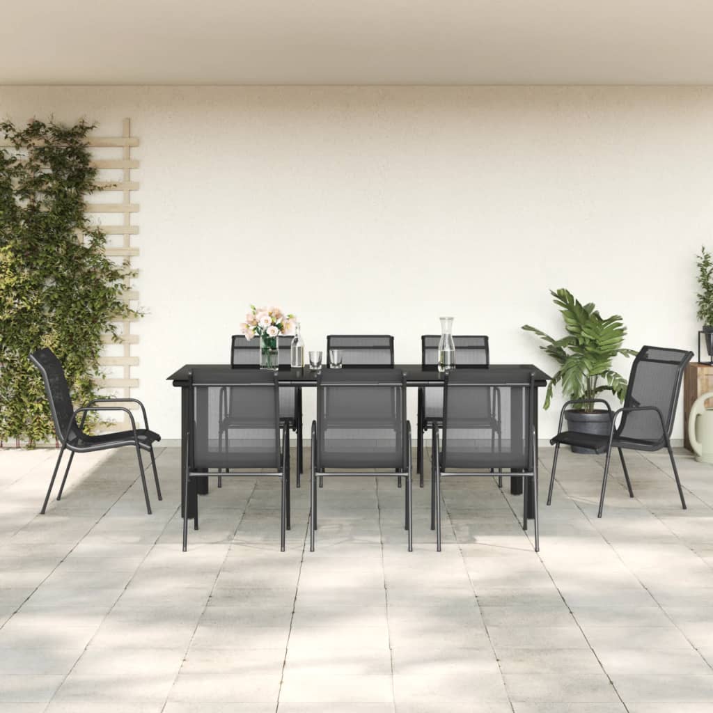 vidaXL 3-piece Garden Lounge Set Textilene and Steel Black
